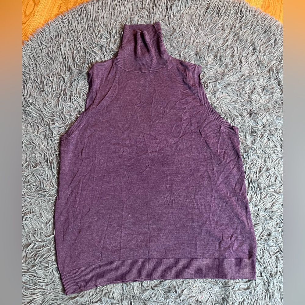 Diane Von Furstenberg Lilac Purple 100% Silk Turtleneck Top Size 1X